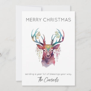 Watercolor Stag Christmas Card