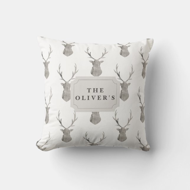 WATERCOLOR STAG CUSHION (Front)