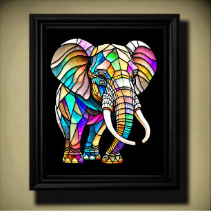 Watercolor Stained Glass Elephant 4:5 Poster