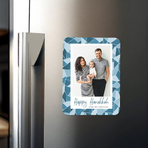 Watercolor Stained Glass Happy Hanukkah Photo Magnet