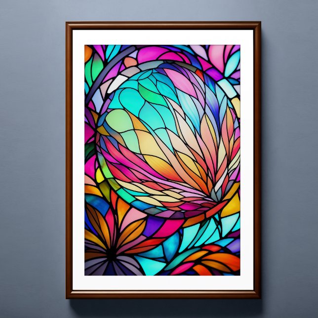 Watercolor Stained Glass Style Abstract Geometric Poster (Creator Uploaded)