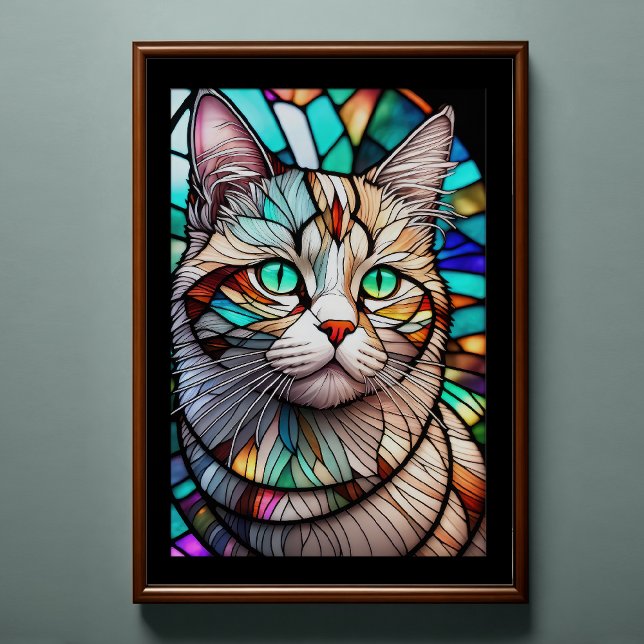 Watercolor Stained Glass Style Cat 2:3 Poster (Creator Uploaded)