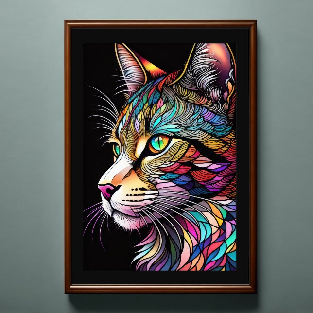 Watercolor Stained Glass Style Cat 2:3 Poster (Creator Uploaded)