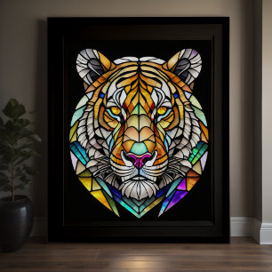 Watercolor Stained Glass Style Tiger 5:4 Poster