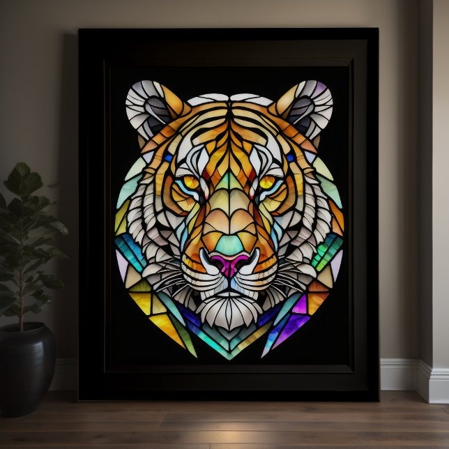 Watercolor Stained Glass Style Tiger 5:4 Poster (Creator Uploaded)