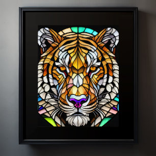 Watercolor Stained Glass Style Tiger 5:4 Poster