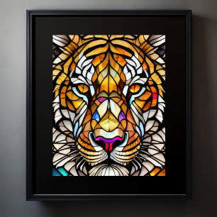 Watercolor Stained Glass Style Tiger 5:4 Poster