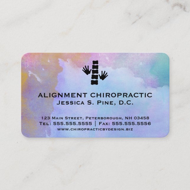 Watercolor Standard Chiropractic Business Cards (Front)