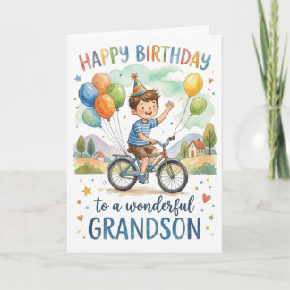 Watercolor Star and Stripe Happy Birthday Grandson Card