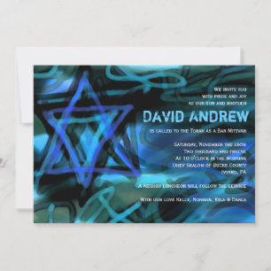 WATERCOLOR STAR Bar Bat Mitzvah Invitation