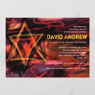 WATERCOLOR STAR Bar Bat Mitzvah Invitation