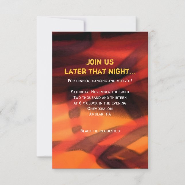 WATERCOLOR STAR Bar Bat Mitzvah Party Card (Front)