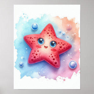Watercolor Star Fish Poster