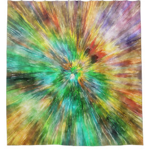 Watercolor Starburst Tie Dye Shower Curtain