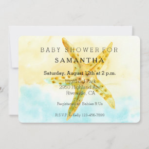 Watercolor Starfish baby shower Invitation