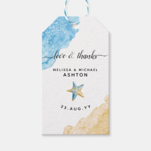 Watercolor Starfish Beach Coastal Wedding Favour Gift Tags