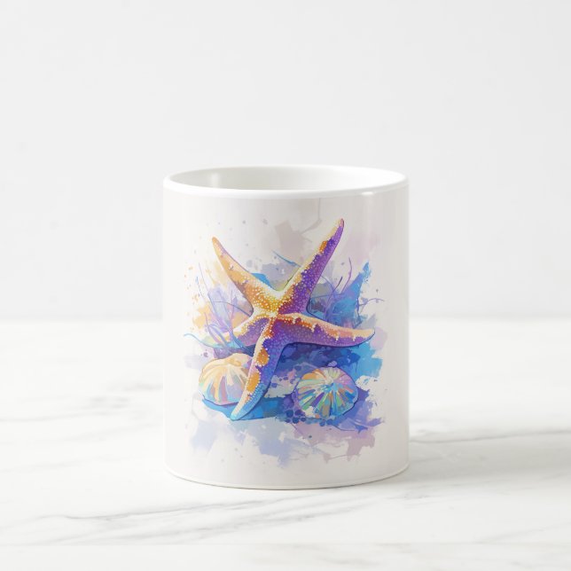 Watercolor Starfish Beach Mug (Center)
