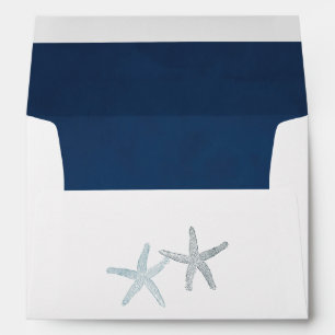 Watercolor Starfish Beach Wedding Envelope