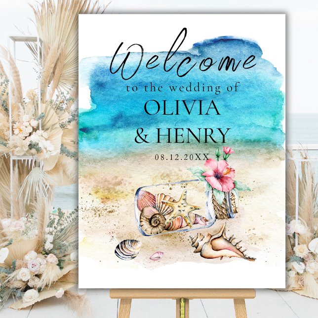 Watercolor Starfish Beach Wedding Welcome Sign (Creator Uploaded)