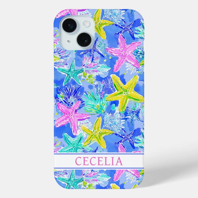 Watercolor Starfish Monogrammed Case-Mate iPhone Case (Back)