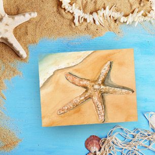 Watercolor Starfish On Beach Postcard