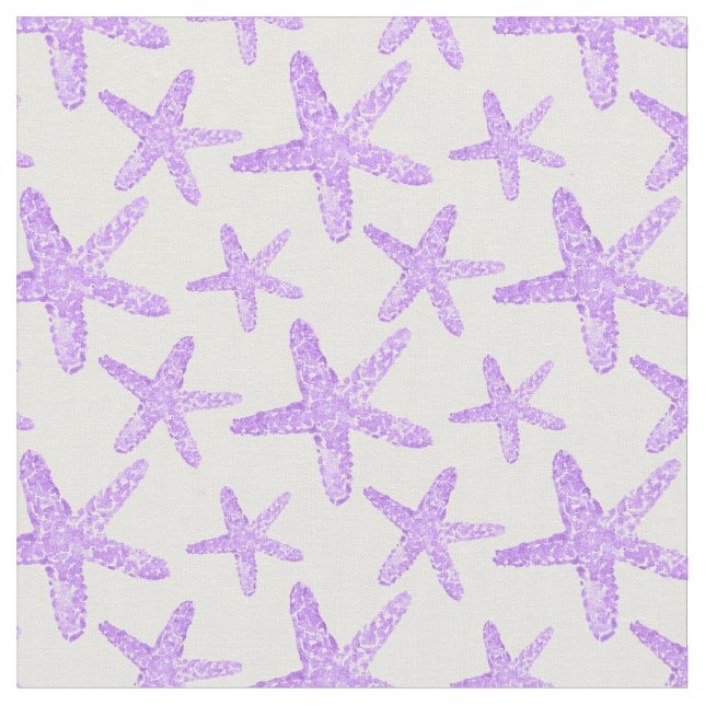 Watercolor Starfish Purple Pattern Fabric (Close Up)