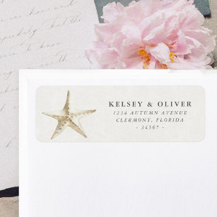 Watercolor Starfish Sea Star Wedding Bride Groom Return Address Label