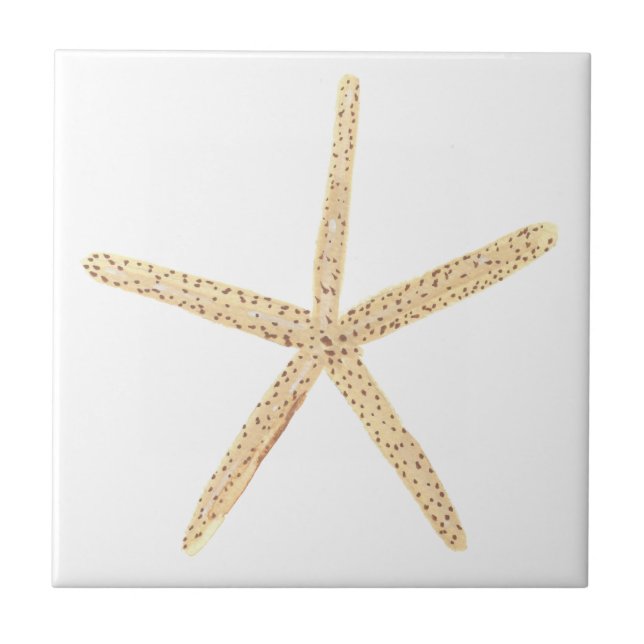 Watercolor Starfish Seashell Ceramic Tile (Front)