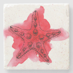 Watercolor Starfish Stone Coaster