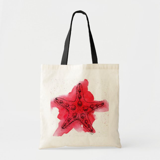 Watercolor Starfish Tote Bag (Front)