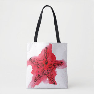Watercolor Starfish Tote Bag