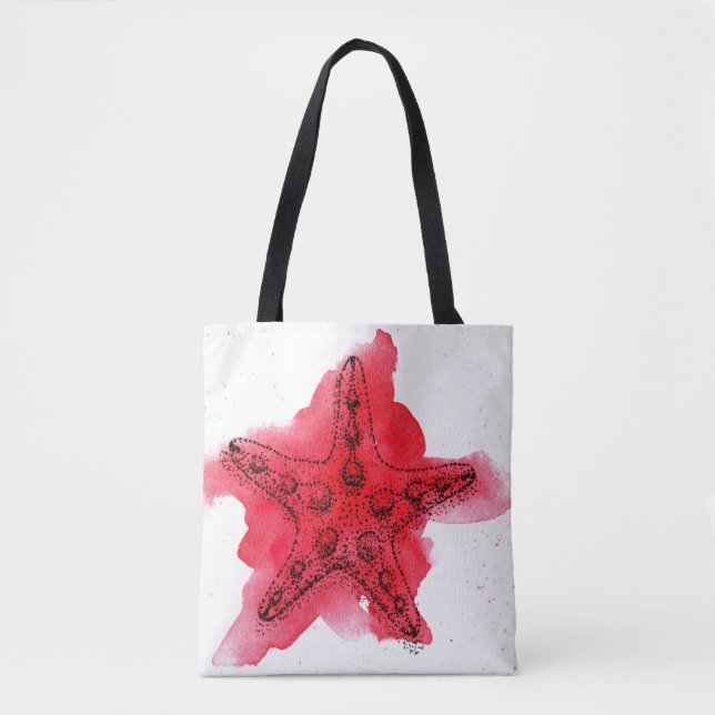 Watercolor Starfish Tote Bag (Front)