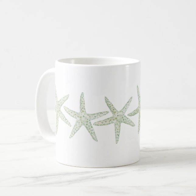Watercolor Starfish Trio Coffee Mug (Front Left)
