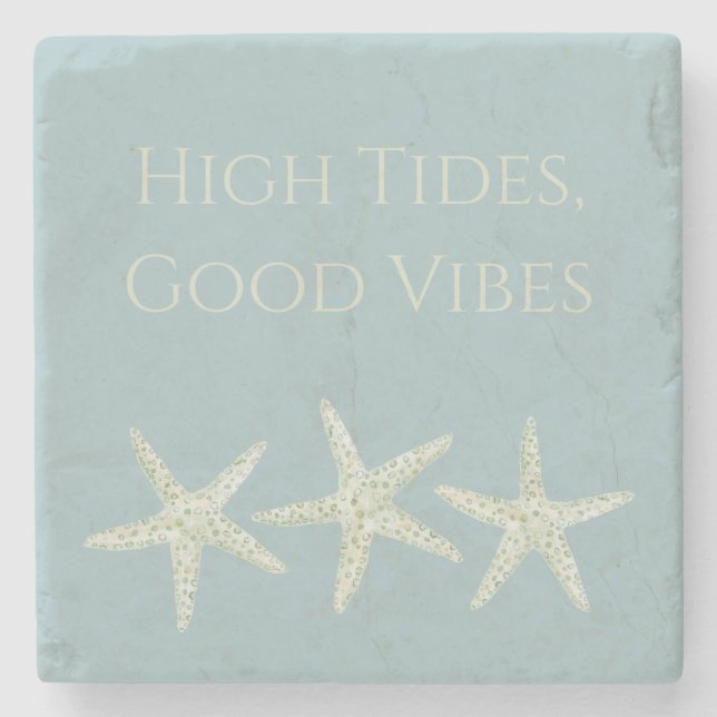 Watercolor Starfish Trio Stone Coaster (Front)