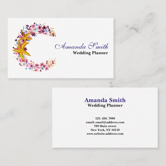 Watercolor Starfish Wreath Business Card (Front/Back)