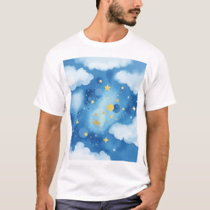 Watercolor Starry Galaxy with Metallic Highlights T-Shirt
