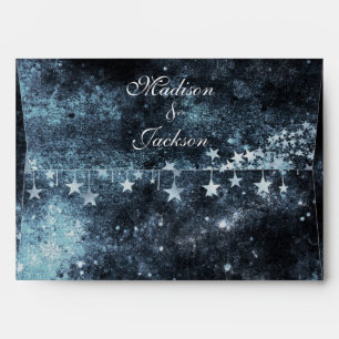 Watercolor Starry Night Celestial Wedding Monogram Envelopes