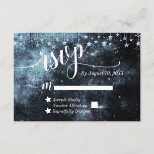 Watercolor Starry Night Celestial Wedding RSVP Card