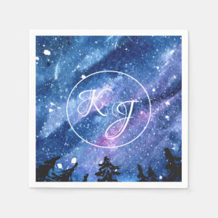 Watercolor Starry Night Sky Napkin
