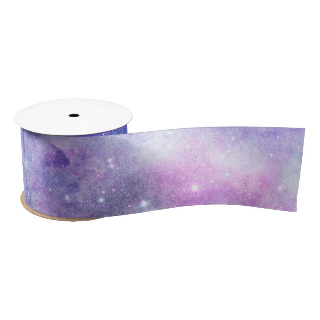 Watercolor Starry Sky Space Lover Galaxy Stars Satin Ribbon (Spool)