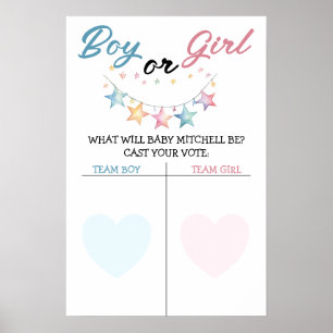 Watercolor Stars Baby Shower Gender Reveal Poster