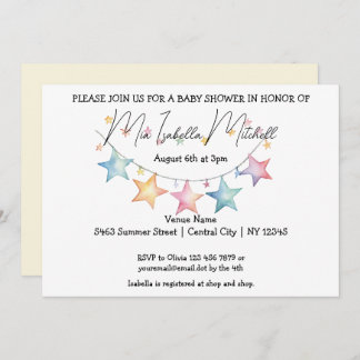 Watercolor Stars Baby Shower Invitation