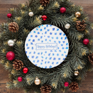Watercolor stars - blue classic round sticker
