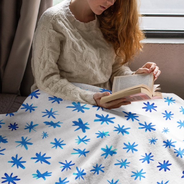 Watercolor stars - blue fleece blanket (Creator Uploaded)