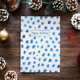 Watercolor stars - blue holiday card