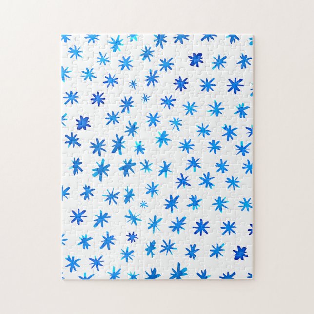 Watercolor stars - blue jigsaw puzzle (Vertical)