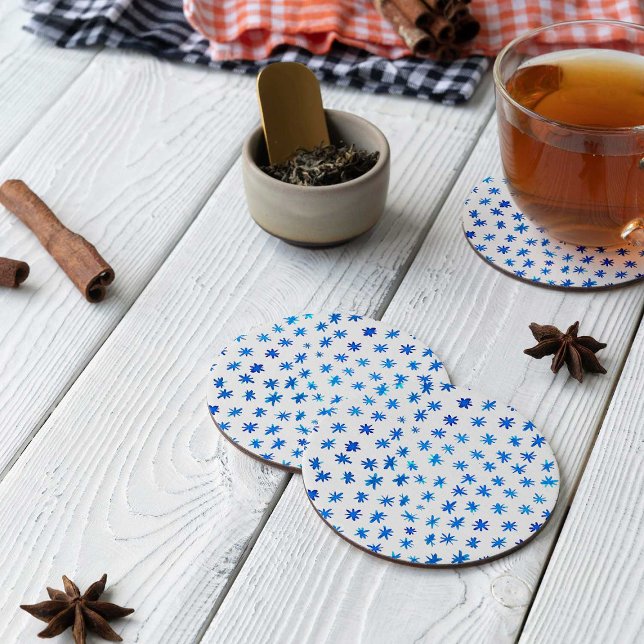 Watercolor stars - blue round paper coaster (Creator Uploaded)