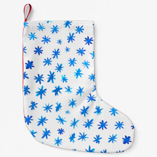 Watercolor stars - blue small christmas stocking