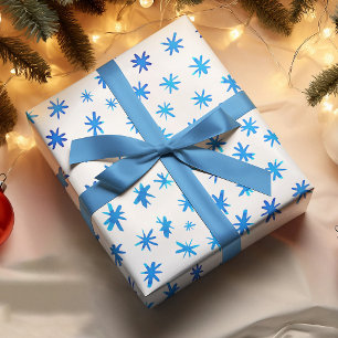 Watercolor stars - blue wrapping paper sheet