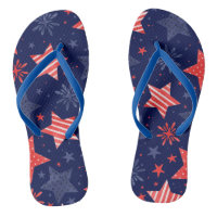 Watercolor Stars Fourth of July Flip Flops